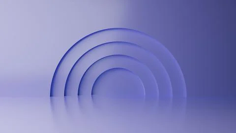 Abstract minimal empty podium with circle details on the wall. Empty room con Stock Illustration