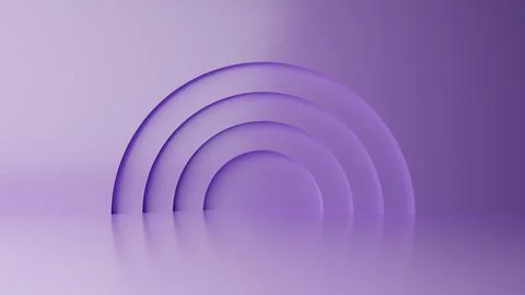 Abstract minimal empty podium with circle details on the wall. Empty room con Stock Illustration