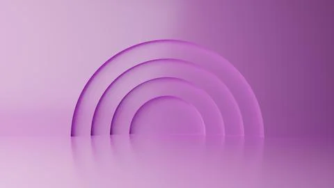 Abstract minimal empty podium with circle details on the wall. Empty room con Stock Illustration