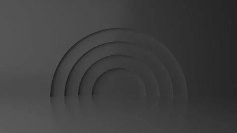 Abstract minimal empty podium with circle details on the wall. Empty room con Stock Illustration