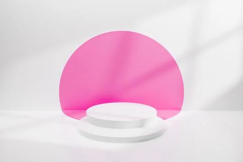 Abstract minimal empty podium with circle stairs and colors on the wall. Empt Stock Illustration