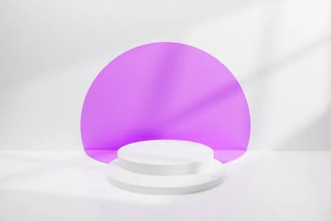 Abstract minimal empty podium with circle stairs and colors on the wall. Empt Stock Illustration