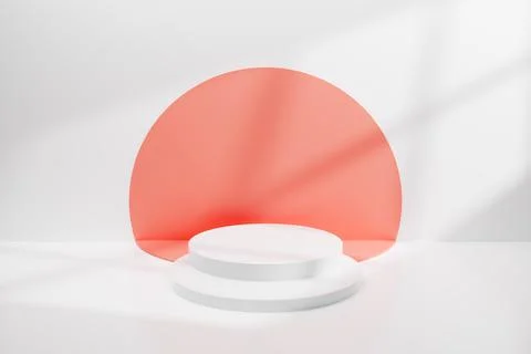 Abstract minimal empty podium with circle stairs and colors on the wall. Empt Stock Illustration