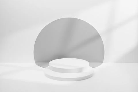 Abstract minimal empty podium with circle stairs and colors on the wall. Empt Stock Illustration
