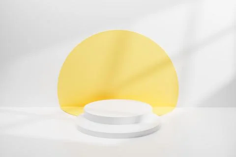 Abstract minimal empty podium with circle stairs and colors on the wall. Empt Stock Illustration