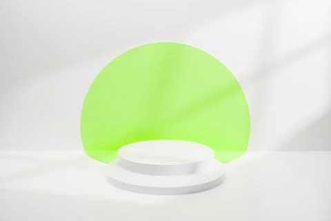 Abstract minimal empty podium with circle stairs and colors on the wall. Empt Stock Illustration