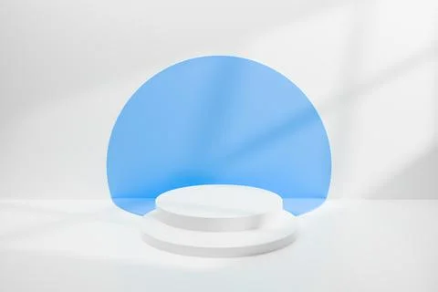 Abstract minimal empty podium with circle stairs and colors on the wall. Empt Stock Illustration