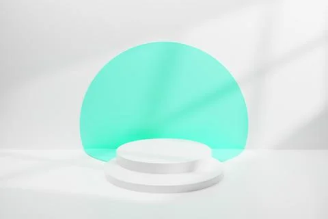 Abstract minimal empty podium with circle stairs and colors on the wall. Empt Stock Illustration