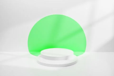 Abstract minimal empty podium with circle stairs and colors on the wall. Empt Stock Illustration