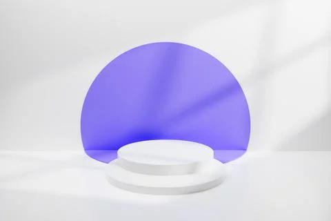 Abstract minimal empty podium with circle stairs and colors on the wall. Empt Stock Illustration