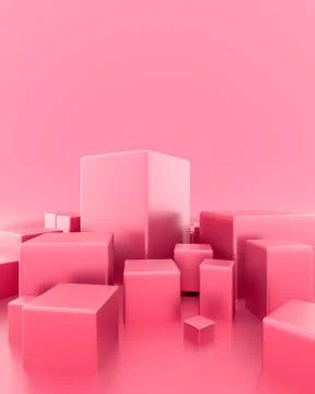 Abstract minimal empty podium on pink color background with box stand concept Stockillustratie
