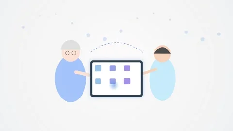 Abstract minimal flat design vector art of two stylized male figures on pas.. Stock Footage 344639552