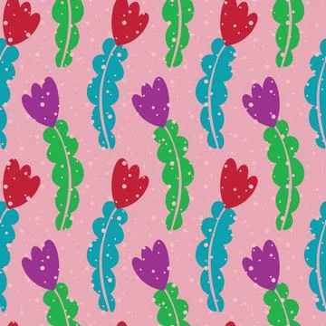 Abstract minimal floral vector seamless pattern Stock Illustration