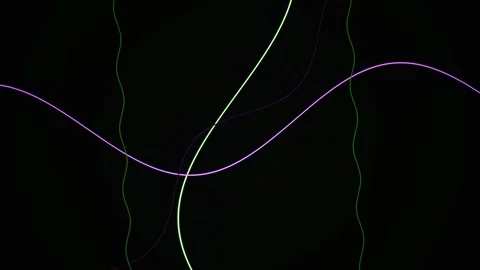 Abstract minimal flowing neon lines glowing on black background digital loo.. Stock Footage 346346326