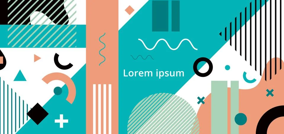 Abstract minimal geometric pattern memphis style on white background Stock Illustration