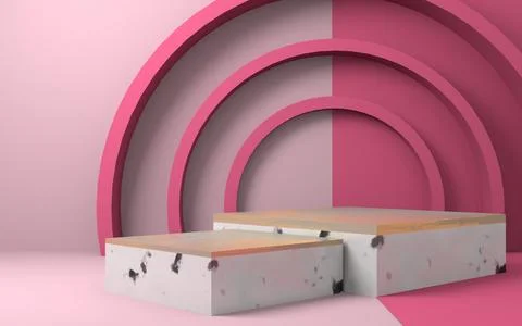 Abstract minimal geometry schene to show cosmetic product. Square podiums in Stock Illustration