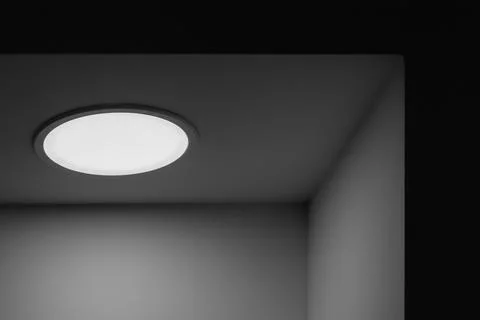 Abstract minimal interior with round light portal, black and white Stock Photos