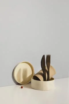 Abstract minimal kitchen objects cutlery Stock Photos