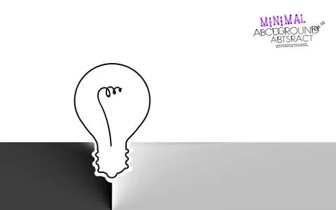Abstract minimal light bulb contrast white or black background. Concept Stock Illustration