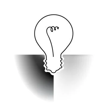 Abstract minimal light bulb contrast white or black concept pale idea. Stock Illustration
