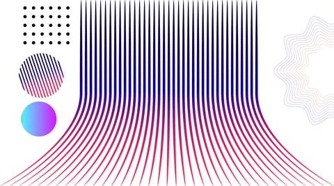 Abstract minimal lines and circle gradient geometric background. 스톡 일러스트