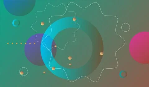 Abstract minimal lines and circle gradient geometric background. 스톡 일러스트