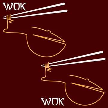 Abstract minimal logo wok made of sticks and noodles Stock Illustration