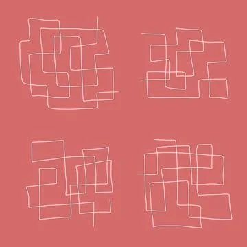 Abstract minimal maze set. Hand drawn square simple labyrinth. Trendy vector Ilustración de archivo