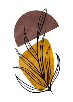 Abstract minimal modern boho vector art illustration Stock Illustration