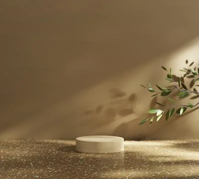 Abstract Minimal Modern Platform Podium with Plant Product Presentation and.. Stock Illustration