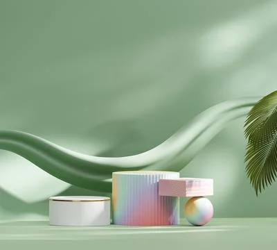 Abstract Minimal Modern Platform Podium with Plant Product Presentation and.. Stock Illustration
