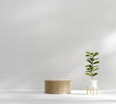 Abstract Minimal Modern Platform Podium with Plant Product Presentation and.. Stock Illustration