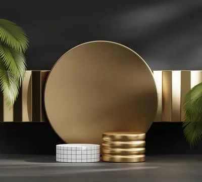 Abstract Minimal Modern Platform Podium with Plant Product Presentation and.. Stock Illustration