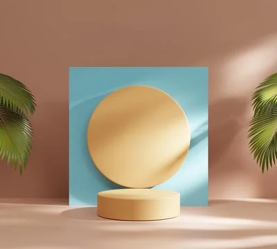 Abstract Minimal Modern Platform Podium with Plant Product Presentation and.. Stock Illustration