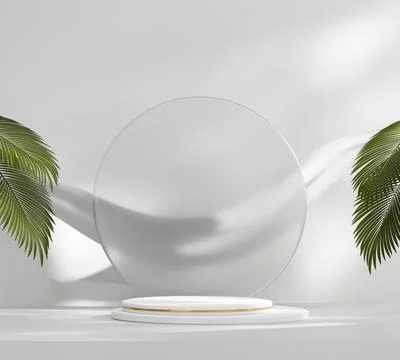Abstract Minimal Modern Platform Podium with Plant Product Presentation and.. Stock Photos