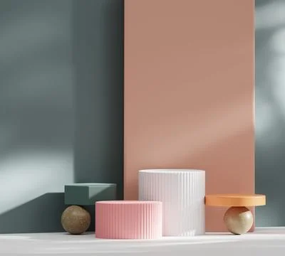 Abstract Minimal Modern Podium Platform For Product Display Showcase 3D Ren.. Stock Illustration