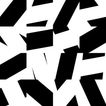 Abstract minimal monochrome pattern with mosaic of random, scattered shapes.  Stock Illustration
