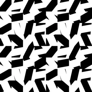 Abstract minimal monochrome pattern with mosaic of random, scattered shapes.  Stock Illustration