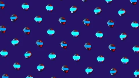 Abstract Minimal motion design animation of dancing neon helmets. Color Stock Footage 119179504