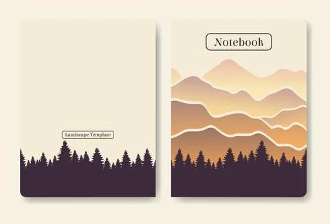 Abstract minimal mountain landscape notebook cover. Gradient mountains Stock Illustration