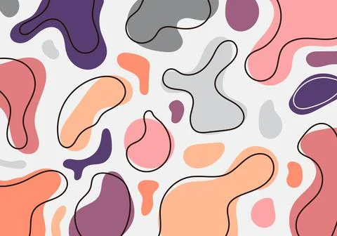 Abstract minimal organic shapes pattern composition pink, gray, purple color Stock Illustration
