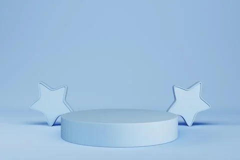 Abstract minimal pastel background. Light blue cylindrical pedestal or podium Stock Illustration