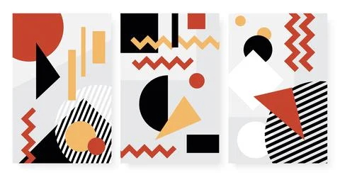 Abstract minimal pattern with geometric shapes set, trendy geometry wall art Stock-Illustration