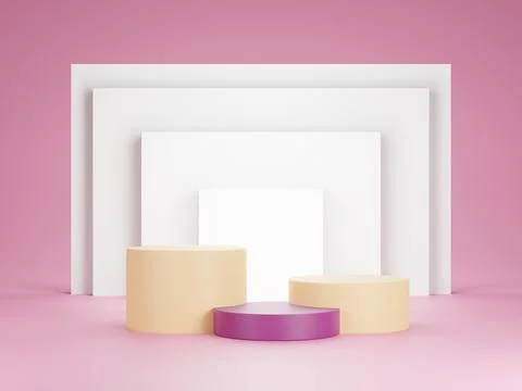 Abstract minimal scene with geometric forms. Merchandise podium with empty sp Stock Illustration