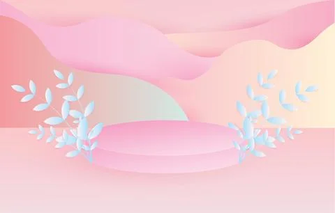 Abstract minimal scene with geometric forms in pastel background with blue pl Stock-Illustration