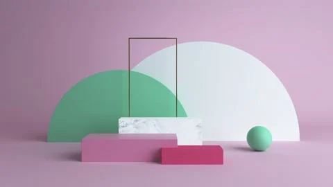 Abstract minimal scene with geometrical forms. Cube podiums in cream cwcase Stock Footage 153410090