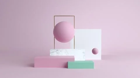 Abstract minimal scene with geometrical forms. Cube podiums in cream cwcase 스톡 일러스트