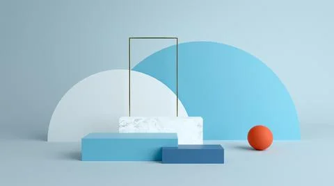 Abstract minimal scene with geometrical forms. Cube podiums in cream cwcase Ilustração Stock