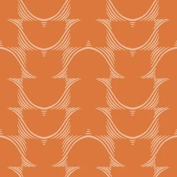 Abstract minimal seamless pattern. Simple textured wavy lines on bright orange Stock Illustration