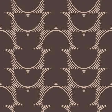 Abstract minimal seamless pattern. Simple textured wavy lines on dark brown Stock Illustration
